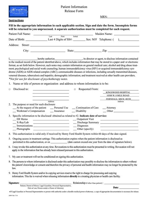 Henry Ford Medical Records Release Form Made Easy