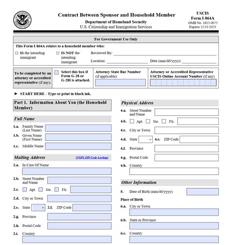 I-864a Sample Filled Form For Sponsorship Documents