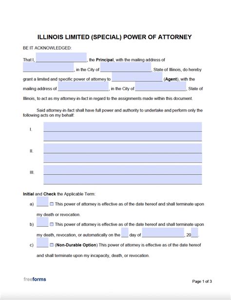 Illinois Power Of Attorney Form: A Free Blank Template