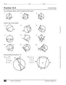 Inscribed Angles Form G Practice 12-3