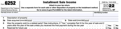 Installment Sale Income Form 6252 With Turbotax