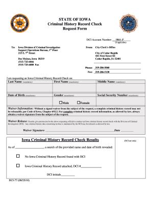 Iowa Criminal History Record Check Request Form Guide