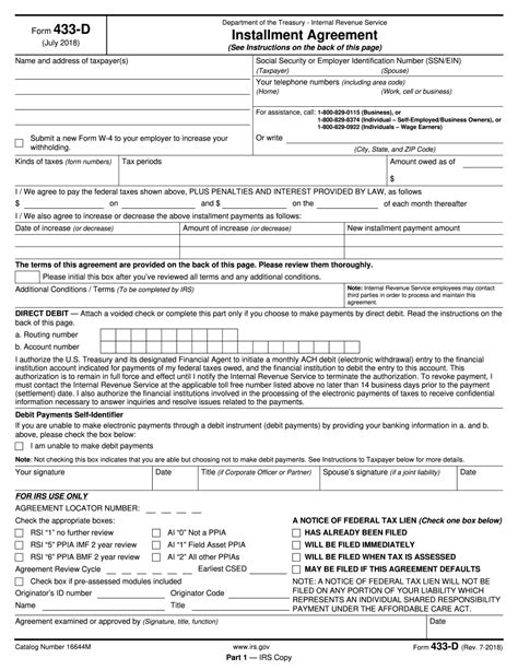 Irs Form 433-D: Instantly Download And Print