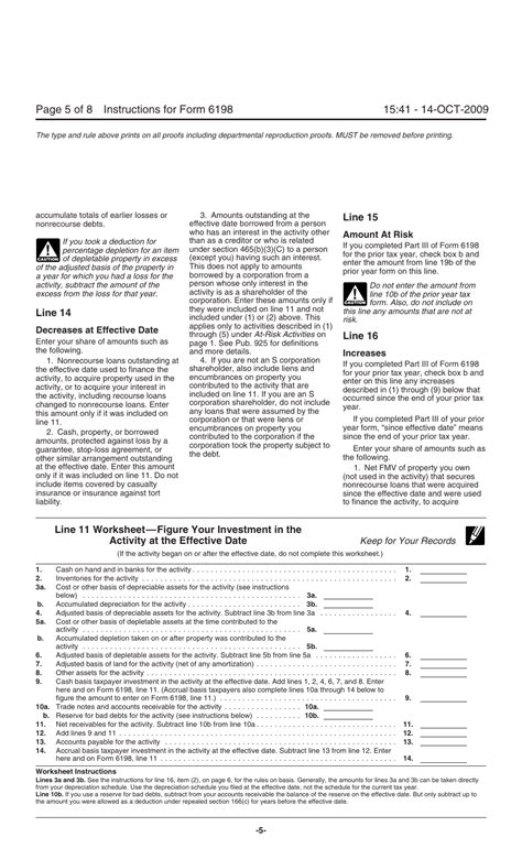 Irs Form 6198 Instructions: At-Risk Limitations Guide