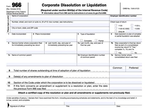 Irs Form 966 Instructions And Filing Requirements