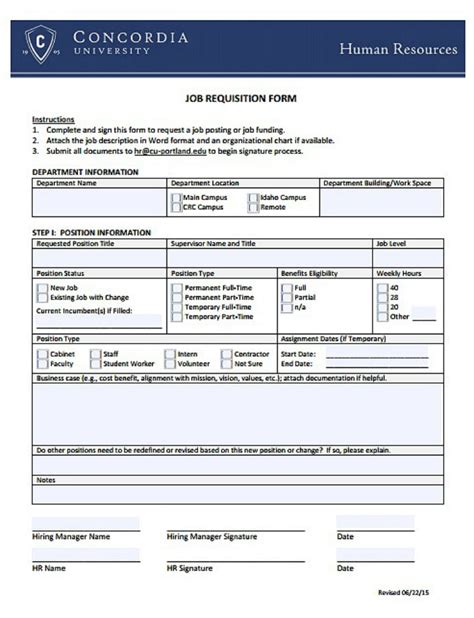 Job Requisition Form Template In Microsoft Word