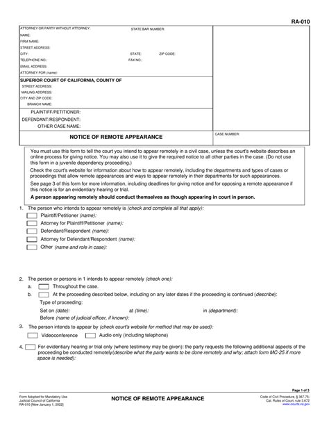 Judicial Council Form Ra-010: A Comprehensive Guide