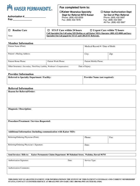 Kaiser Permanente Authorization Form: A Complete Guide