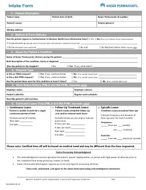 Kaiser Permanente Fmla Intake Form: A Step-By-Step Guide