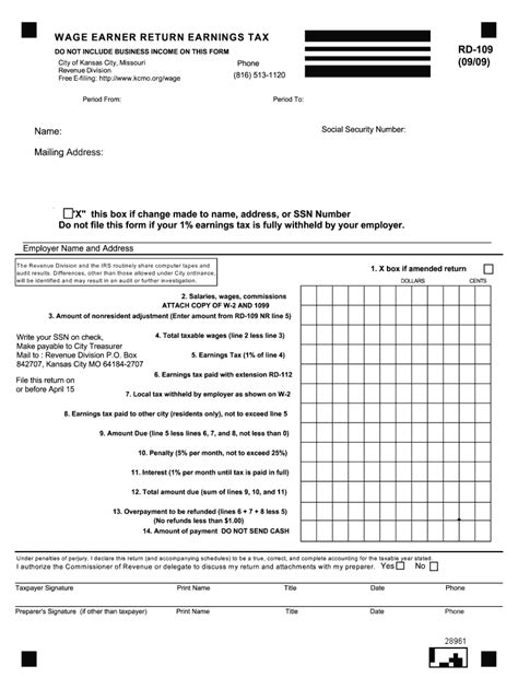 Kansas City Earnings Tax Form Made Easy Online