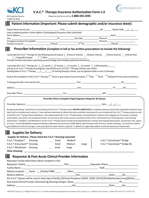 Kci Wound Vac Form Printable Template And Instructions