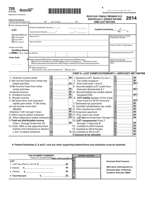 Kentucky Form 725: A Comprehensive Guide For Tax Filers