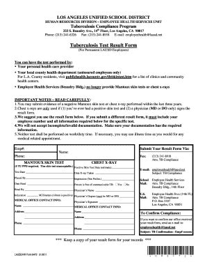 Lausd Tb Test Form: Quick Guide And Download