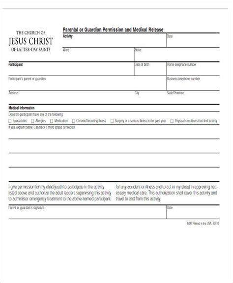 Lds Medical Release And Permission Form Guide