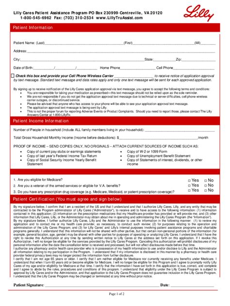 Lilly Cares Patient Assistance Re-Enrollment Form Guide