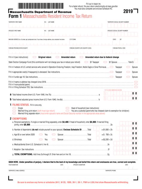 Ma Tax Form 1 Instructions: A Step-By-Step Guide