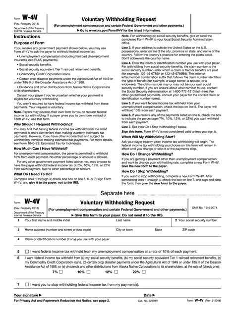 Mailing Your W-4v Form: Irs Address And Instructions