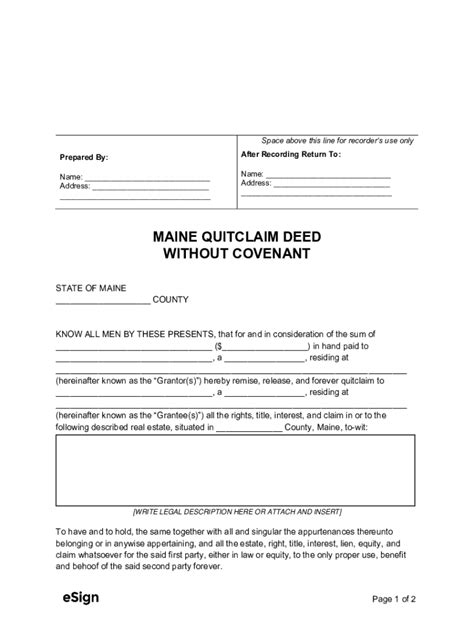 Maine Quit Claim Deed Form: Transfer Property Easily