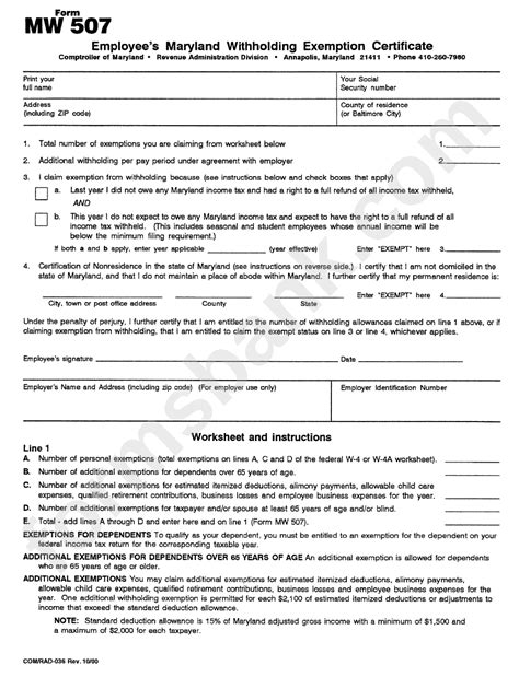 Maryland Form Mw507: Understanding The Tax Withholding Certificate