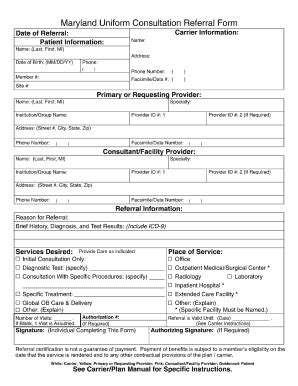 Maryland Uniform Referral Form: A Guide For Providers