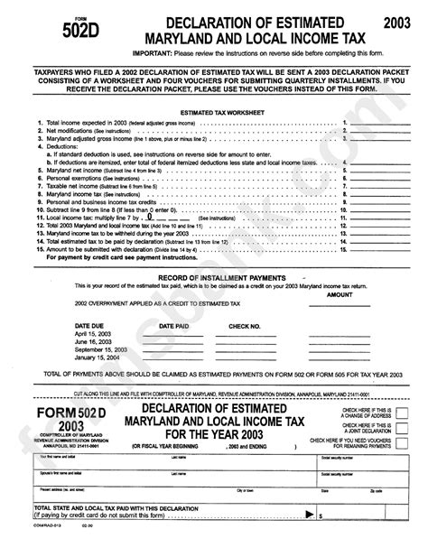 Marylands 502 Income Tax Form Filing Guide