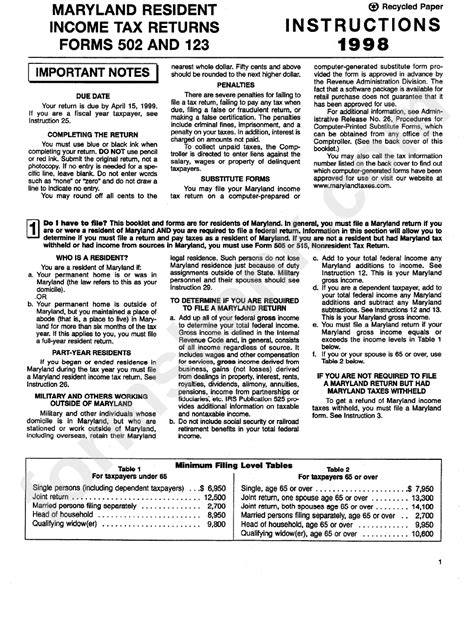 Marylands Form 502 Filing Instructions And Requirements