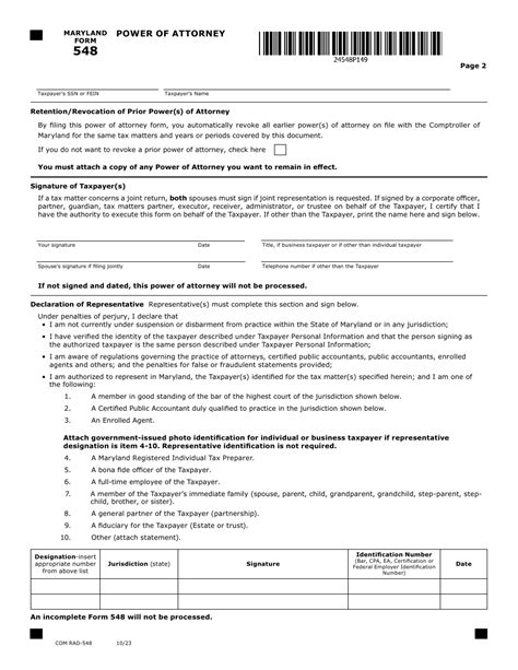 Marylands Power Of Attorney Form 548 Explained