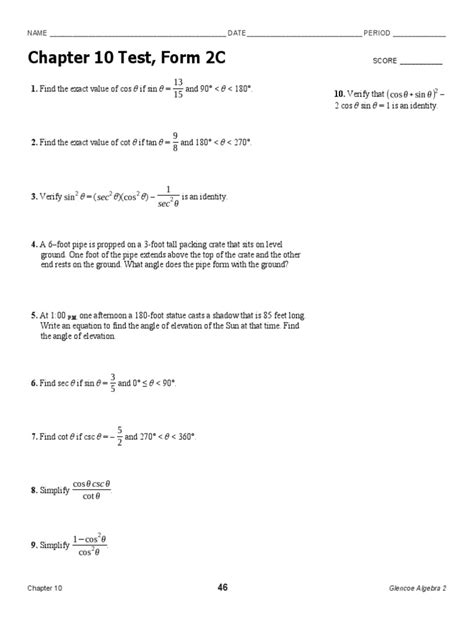 Mastering Chapter 10 Test Form 2c In 5 Easy Steps