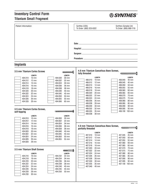 Mastering Lcp Small Frag Inventory Control With Synthes Form