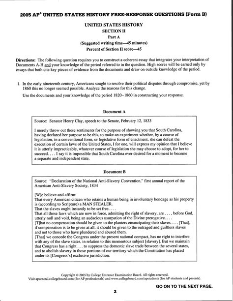 Mastering The 2005 Apush Dbq Form B Question