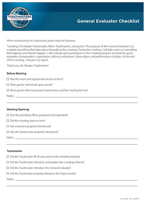 Mastering Toastmasters: The Ultimate General Evaluation Form Guide