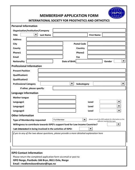 Membership Application Form Template In Word