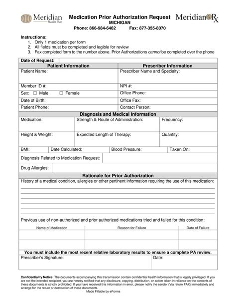 Meridian Outpatient Prior Authorization Form Guide