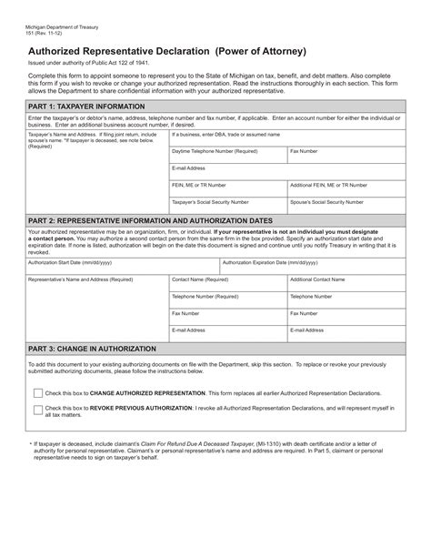 Michigan Power Of Attorney Form 151 Guide