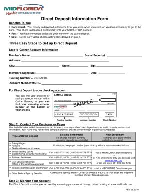 Midflorida Credit Union Direct Deposit Form Guide