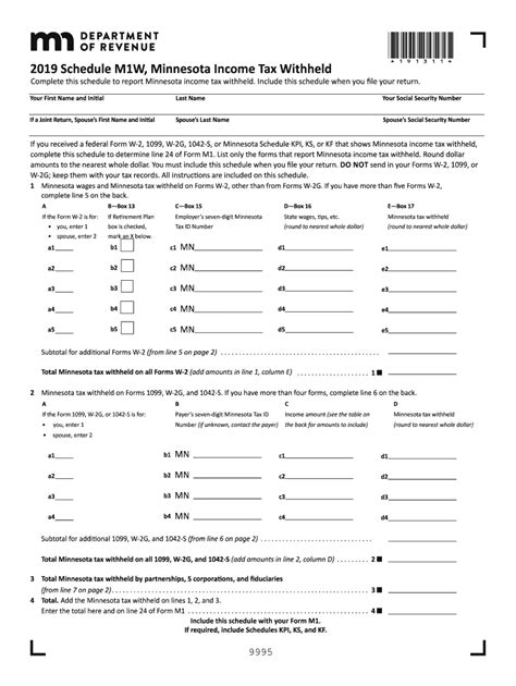 Minnesota Form M1w: Withholding Tax Facts And Filing Guide