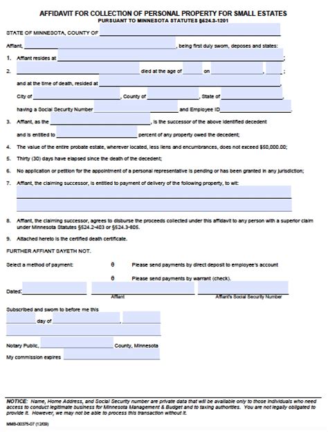 Minnesota Small Estate Affidavit Form: A Simple Guide