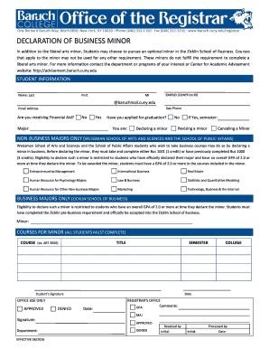 Minor Declaration Form Baruch: A Step-By-Step Guide