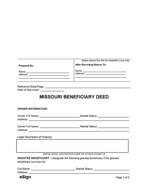 Missouri Beneficiary Deed Form: A Simple Guide