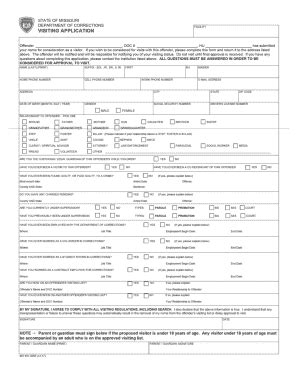 Missouri Doc Visiting Form: A Complete Visitors Guide