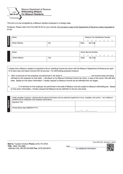 Missouri Tax Withholding Form: A Quick Filing Guide