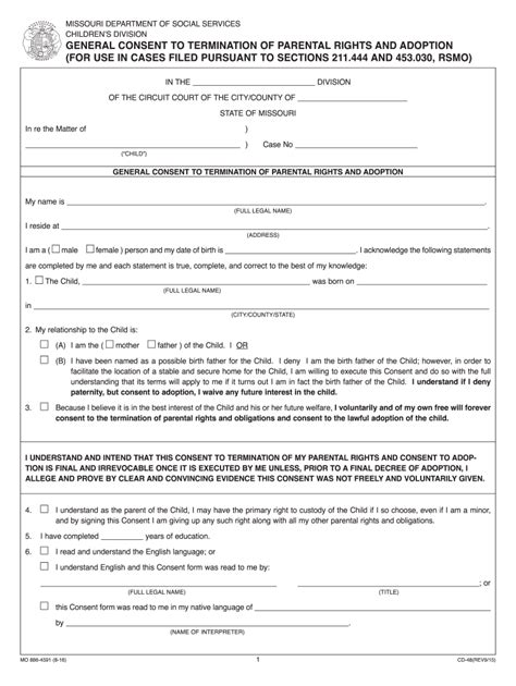 Missouri Voluntary Termination Of Parental Rights Form Guide