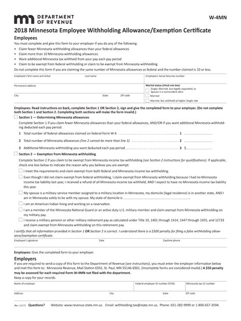 Mn Withholding Form: A Guide For Employees And Employers