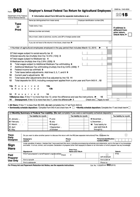 Mo Form 943: Annual Federal Tax Return For Employers