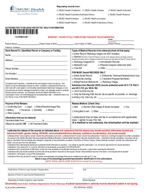 Musc Medical Records Release Form: Easy Access Guide