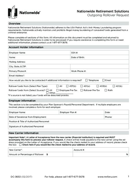 Nationwide Outgoing Rollover Request Form Made Easy