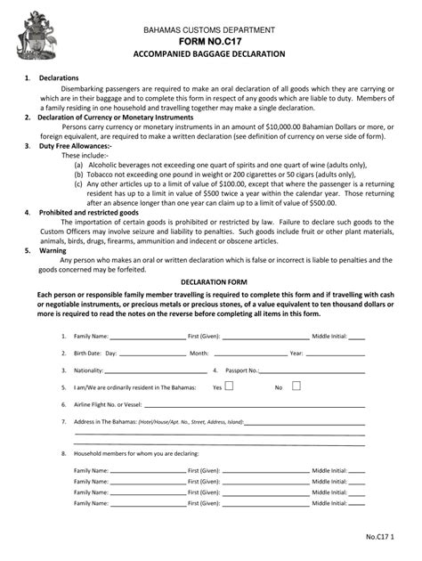 Navigating Bahamas Customs With The C17 Form Made Easy