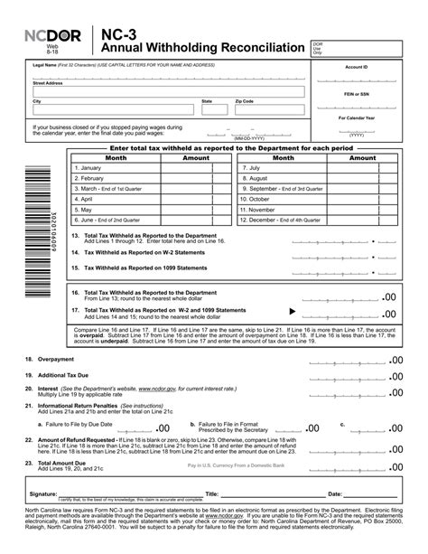 Nc 3 Annual Withholding Reconciliation Form Explained