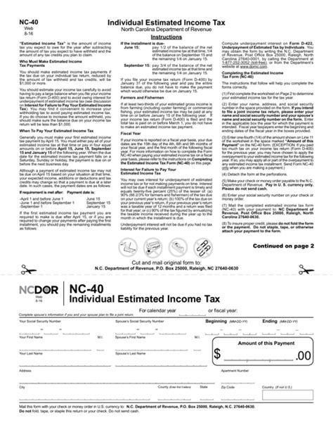 Nc 40 Tax Form: A Comprehensive Filing Guide