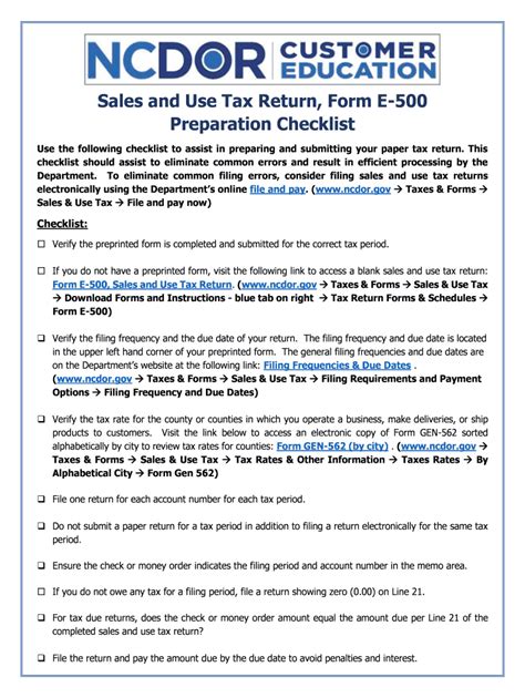 Nc E-500 Form: A Guide To Sales Tax Exemption Reporting